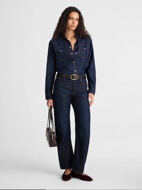 NWT Madewell The Petite Darted Barrel-Leg Jean in SoftDrape | 24P | foundry wash